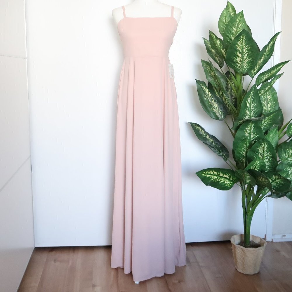 Show Me Your MuMu Weddings Lauren Pale Pink Tie Back Bridesmaid Maxi Dress M - Picture 6 of 16